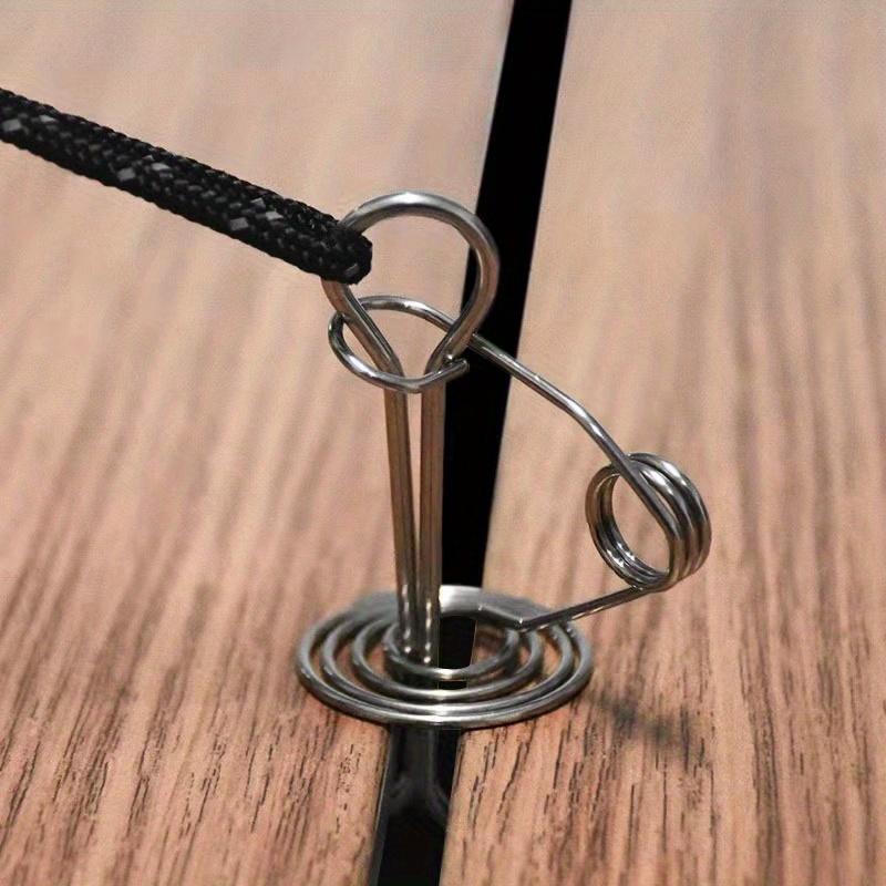 Pack of 10 Spring Deck Pegs Rope Buckles Portable Stainless Steel Windproof Retractable Awning Tent Stake Hooks Camping Tool