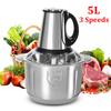 Electric 5l Stainless Steel Meat Grinder with 3 Speeds Multifunctional Food Processor for Vegetables and Meat Chopping