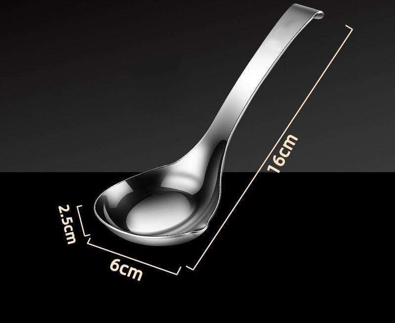 1PC Spoon Stainless Steel Deepened Spoon Household Soup with Hook Porridge Large Tableware Household Goods