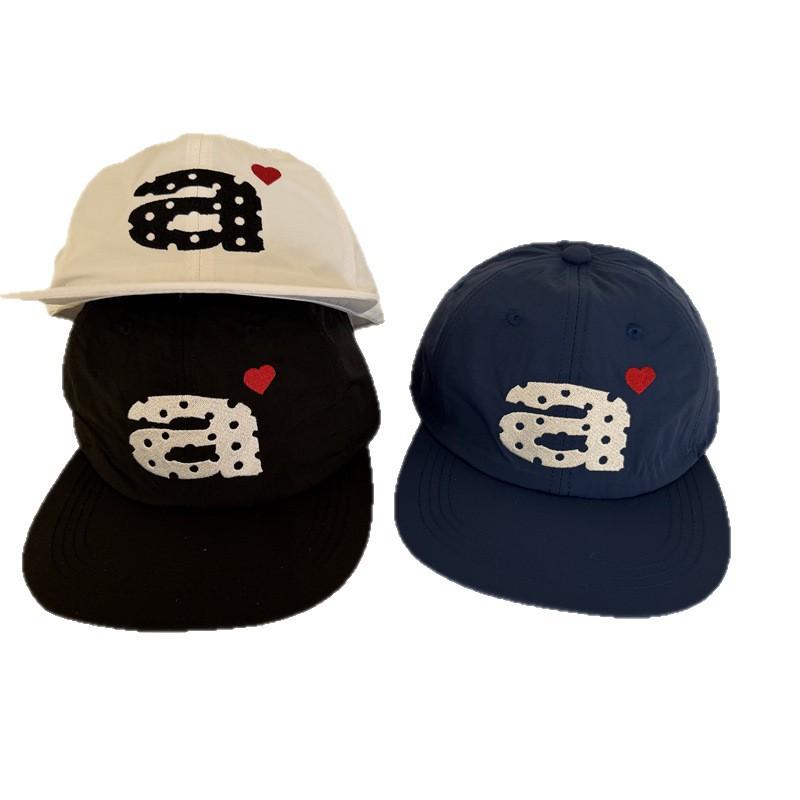 Spring and Summer Quick-drying Polka Dot Love Embroidery a Letter Baseball Hat Men and Women Breathable Flat Brim Soft Top Cap