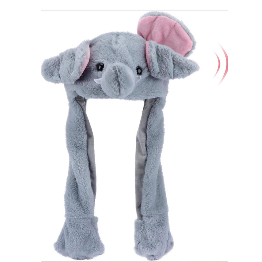 Animal Hat with Ears Moving Jumping Pop Up Beating Hat Plush Holiday Cosplay Dress Up Funny Gift for Kids