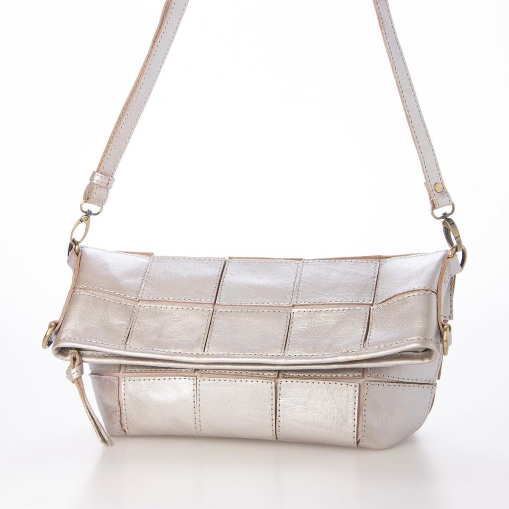 Cowhide Patchwork Shoulder Bag [Peaks Peak] Fold-Over 2-Way