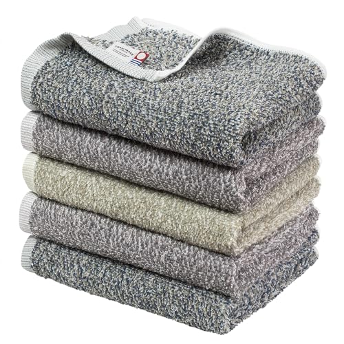 Tramparan Imabari Towel Face Towel, Mixed Colors, Set of 5, Absorbent, 100% Cotton (Assorted)