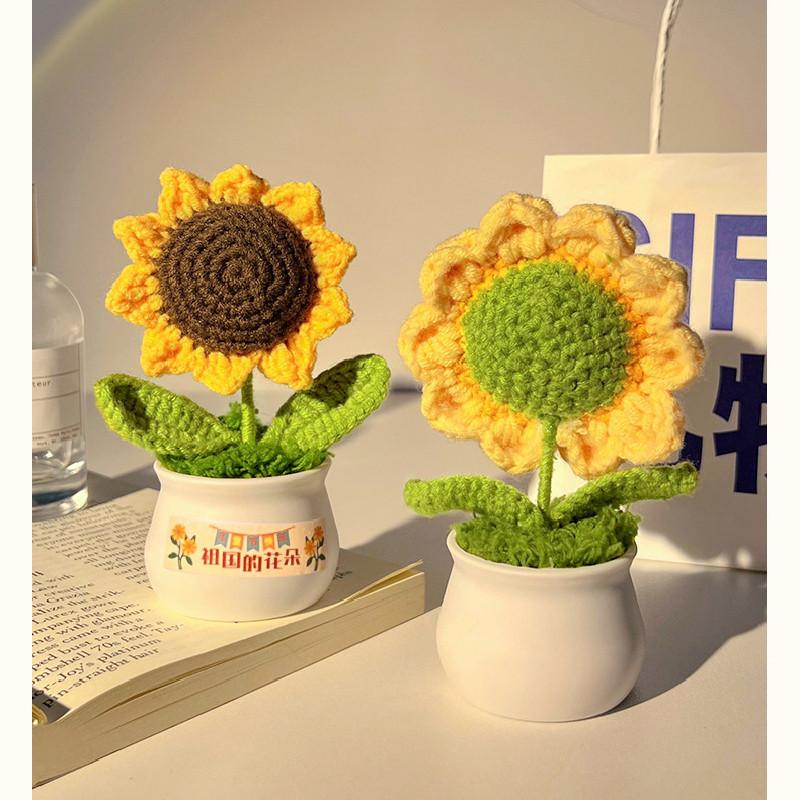 Zombies Vs Plants Knitted Sunflower Potted Ornament Home Decor Girls Gift