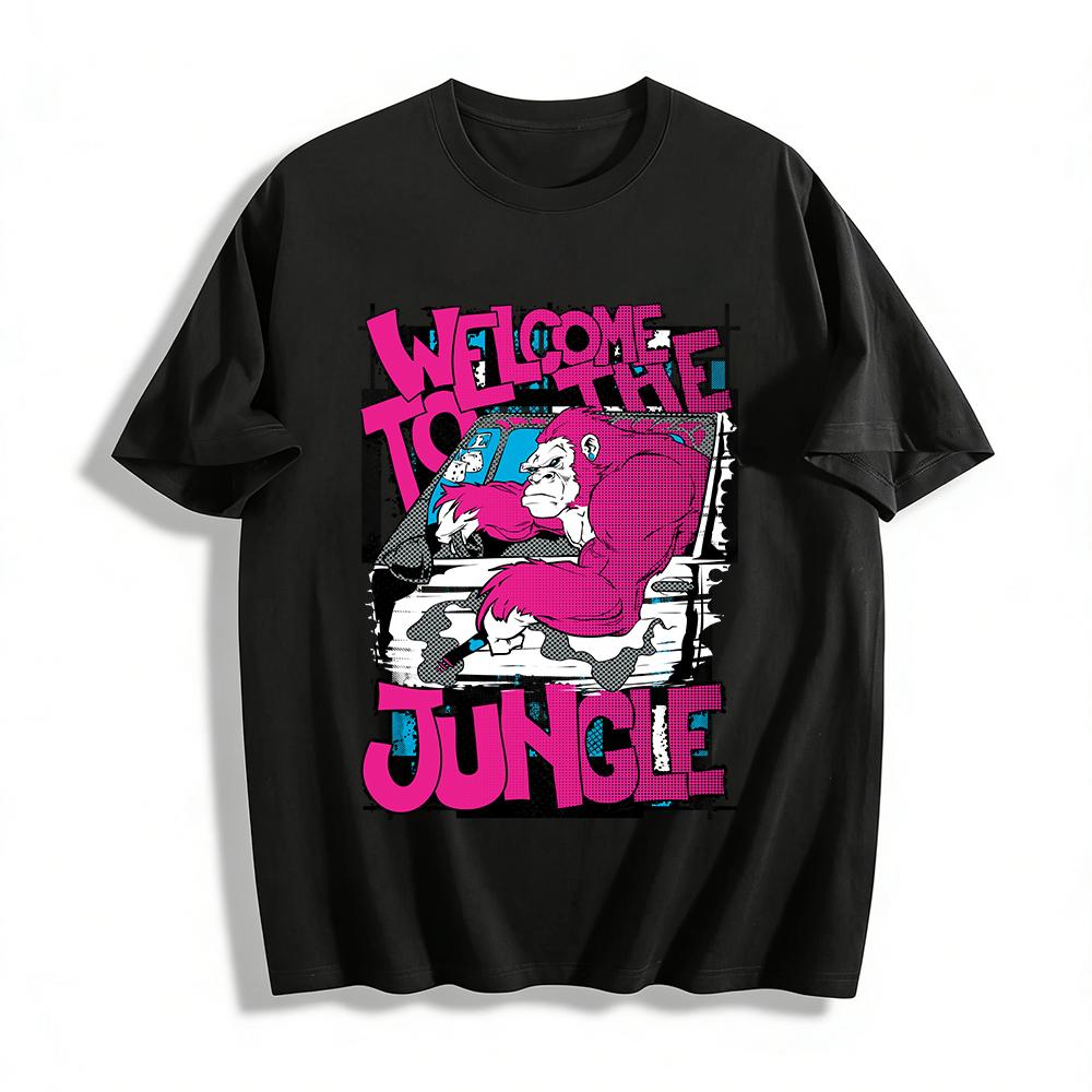 

Welcome To The Jungle Gorilla Driving Graphic Print Casual Tee Pure cotton T-shirt XXS