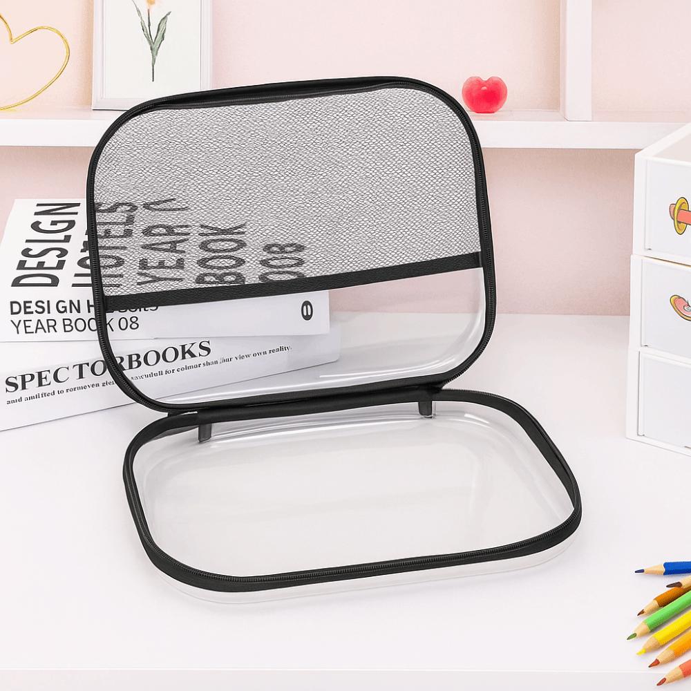 Large Capacity PVC Transparent Mesh Storage Bag Zipper Bag Toiletries Organizer Pouch  Sports