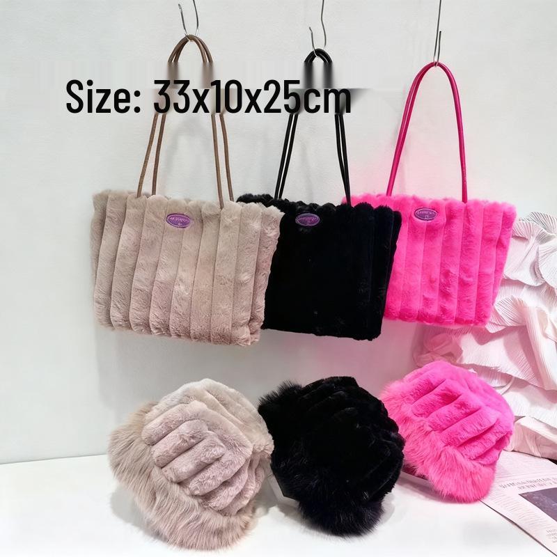 2025 Women’s Large Capacity Plush Tote Bag - Autumn/Winter Casual Shoulder Bag for Class & Commute