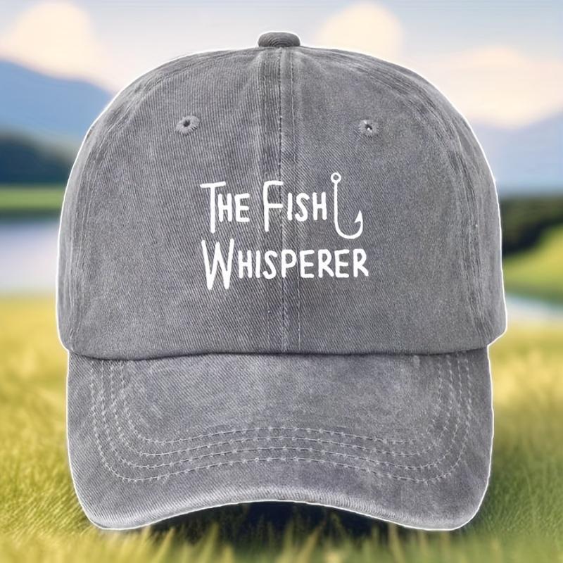 

1pc Retro Washed Fish Whisperer Printed Baseball Cap,unisex Sunshade and Breathable Adjustable Duckbill Hat for Outdoor Use Adjustable серый