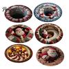 Round Christmas Area Rug Rug, 3D Optical Illusion Floor Mat with Santa Candy Cane Print, Non-Slip Stain Resistant Carpet for Living Room Bedroom