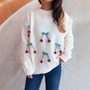 Women's Solid Color Knitted Pullover Sweater With Round Neck Splicing And Three-dimensional  Sweater