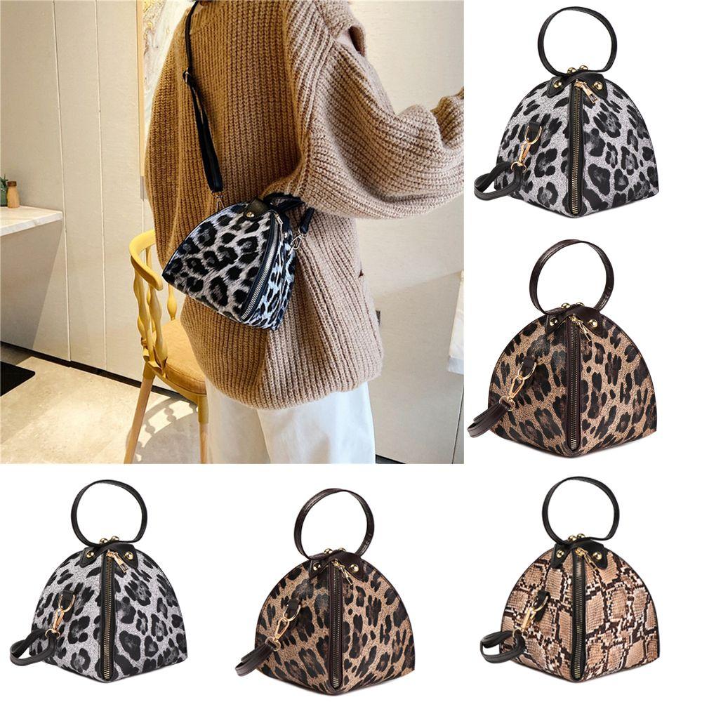 Casual Leopard Print Messenger Bag Large Capacity Multifunctional Dumpling Shape Wallet Pu Leather Handbag Women