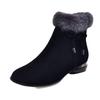 Women's Winter Warm Low Block Heels Snow Boots With Zipper Round Toe Walking Short Booties for Women Non-Slip Comfort Ankle Boots With Faux Fur Lined