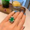 Cross Border Retro Socialite Red Corundum Ring Simulation Simple Fashionable Colorful Jewelry Emerald Green