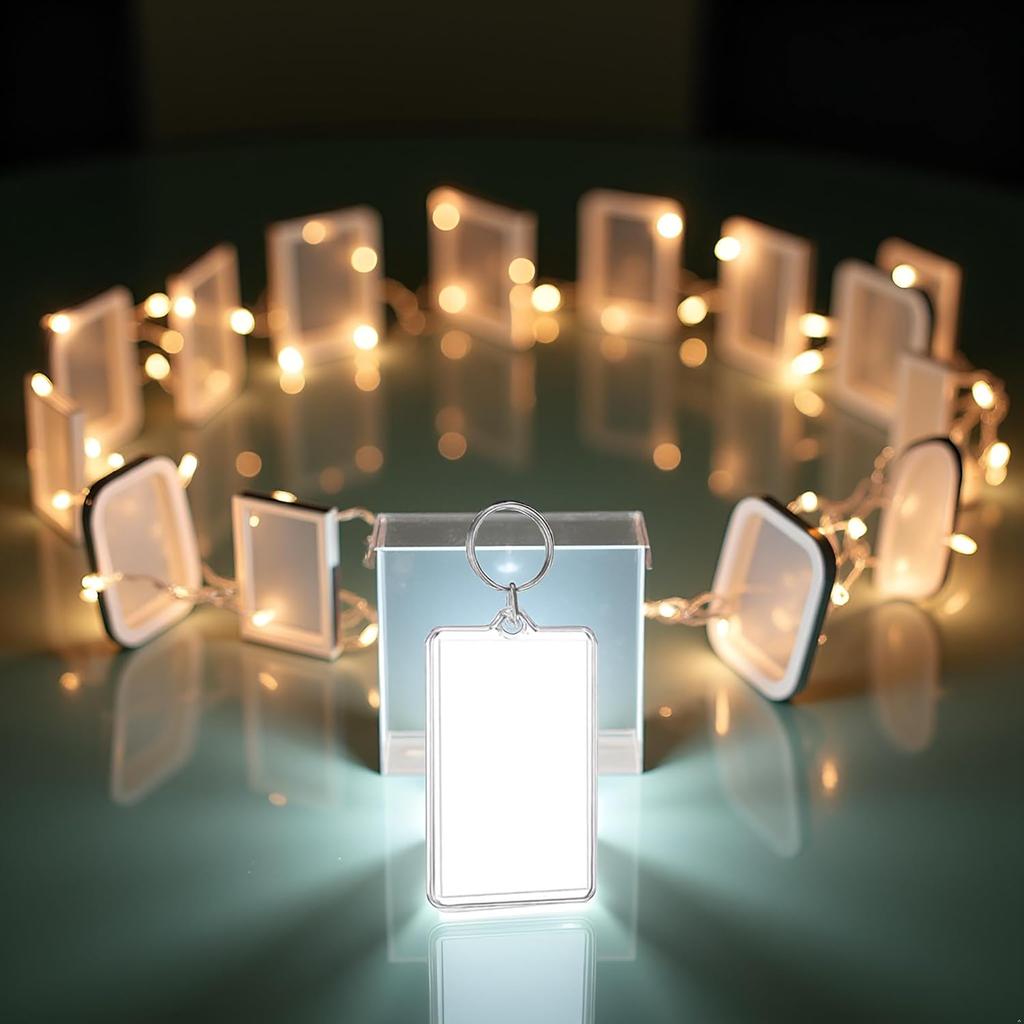 Transparent Acrylic Keychain Photo Frame, 1.57 x 2.16 Inches, Double Sided, Rectangle, with Split Ring, Picture Frames