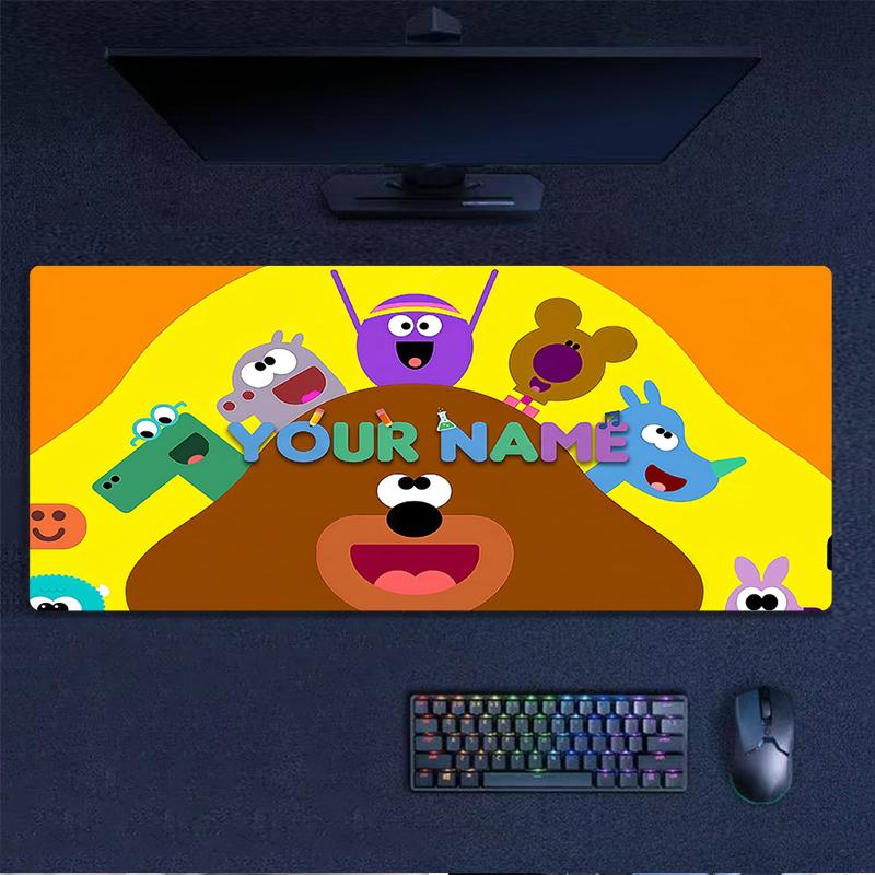Custom Name,Hey Duggee Mouse Pad, Large Gaming Desk Mat, Non-slip XXL Mousepad for Laptop & Tablet, Mini PC Playmat with Stitched Edges