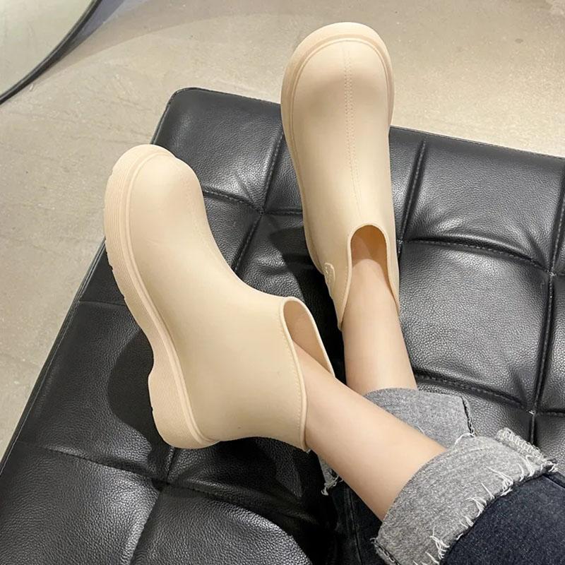 WTEMPO Chaussures de pluie à Tube court pour femmes, imperméables, couleur unie, cheville, à la mode, antidérapantes, pour l'extérieur, vente en gros, livraison directe