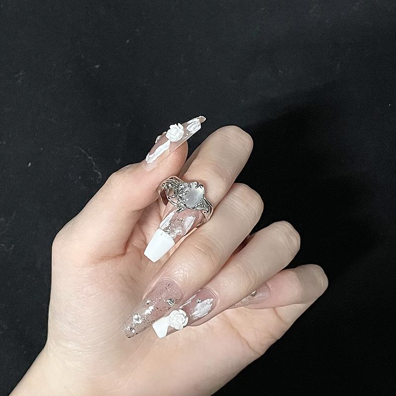 [Vine Shadow Ring Trace] Niche Original Design Vine Moonstone Light Luxury Opening Ring Personalized Ring
