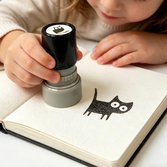 Cute Black Cat Stamp Self Inking Cat Pattern Stamp Mini Kitten Stamp for Journals Cards Planners Scrapbooks Decoration
