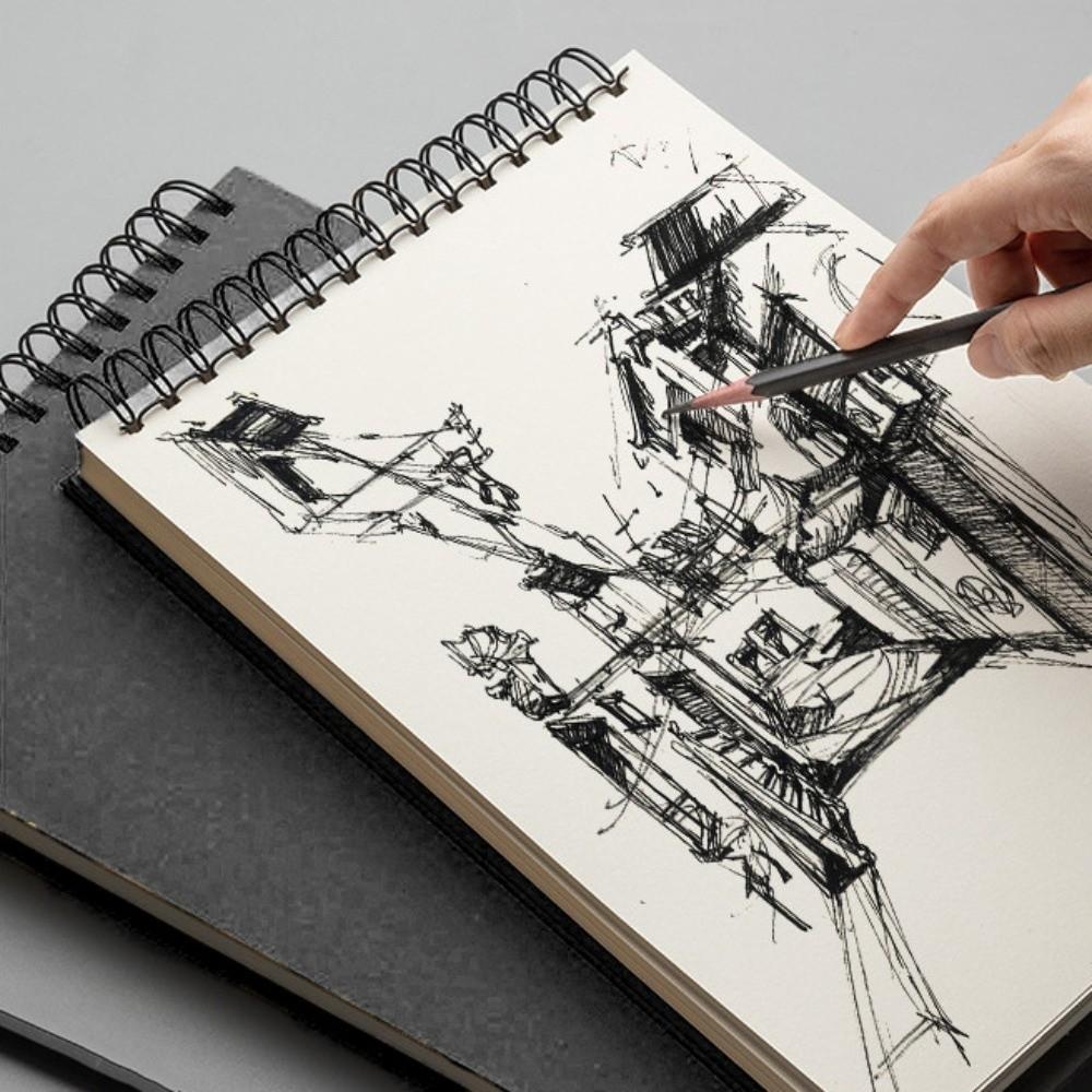 Up Turning Loose-Leaf Sketchbook Taking Notes Memo Notepad Portable Hand Ledger Office
