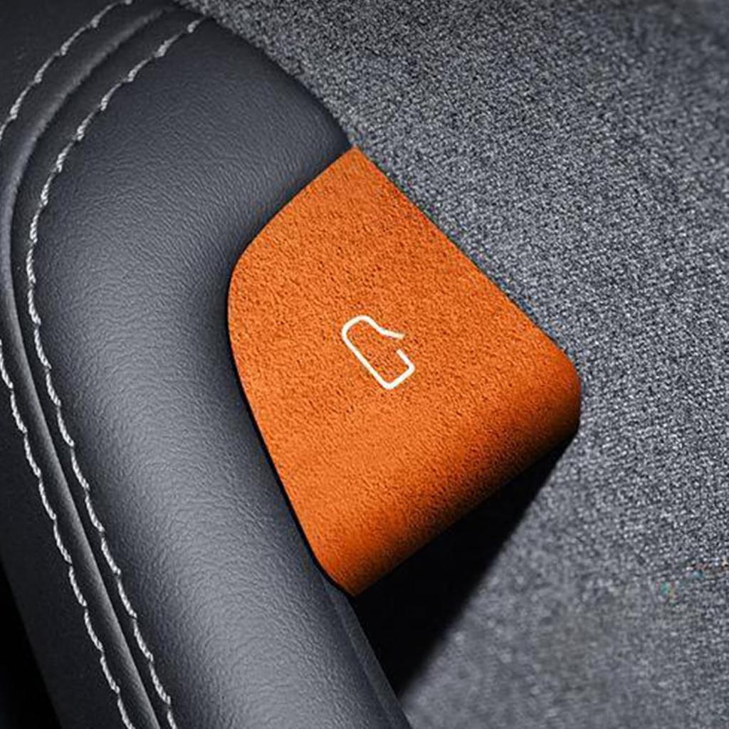 4PCS Door Open Button Stickers Compatible with Tesla Model 3 Highland Model Y Juniper 2024 2025 Suede Sticker Wrap Decor Interior Accessories Door