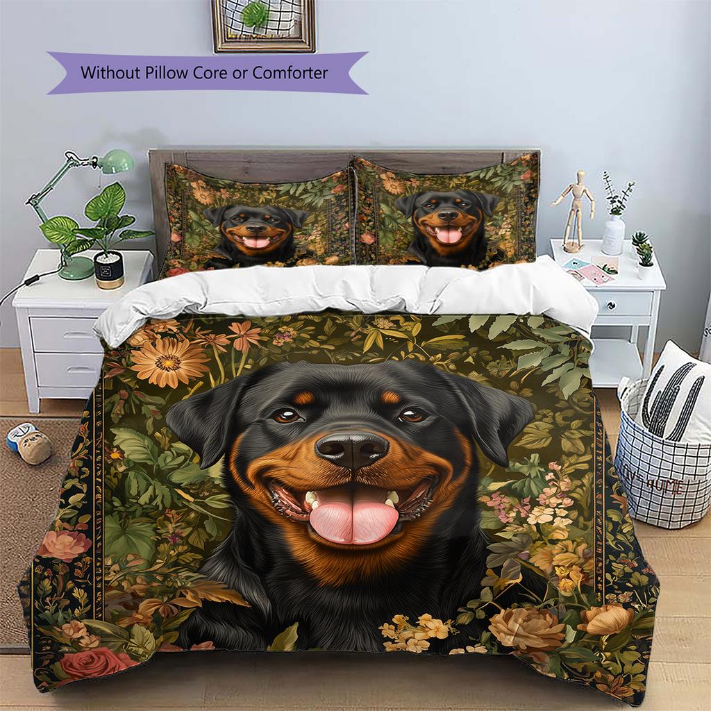 Rottweiler Pattern Bedding Home Decoration Birthday Gift (1 * duvet cover + 2 * pillowcase, without core)