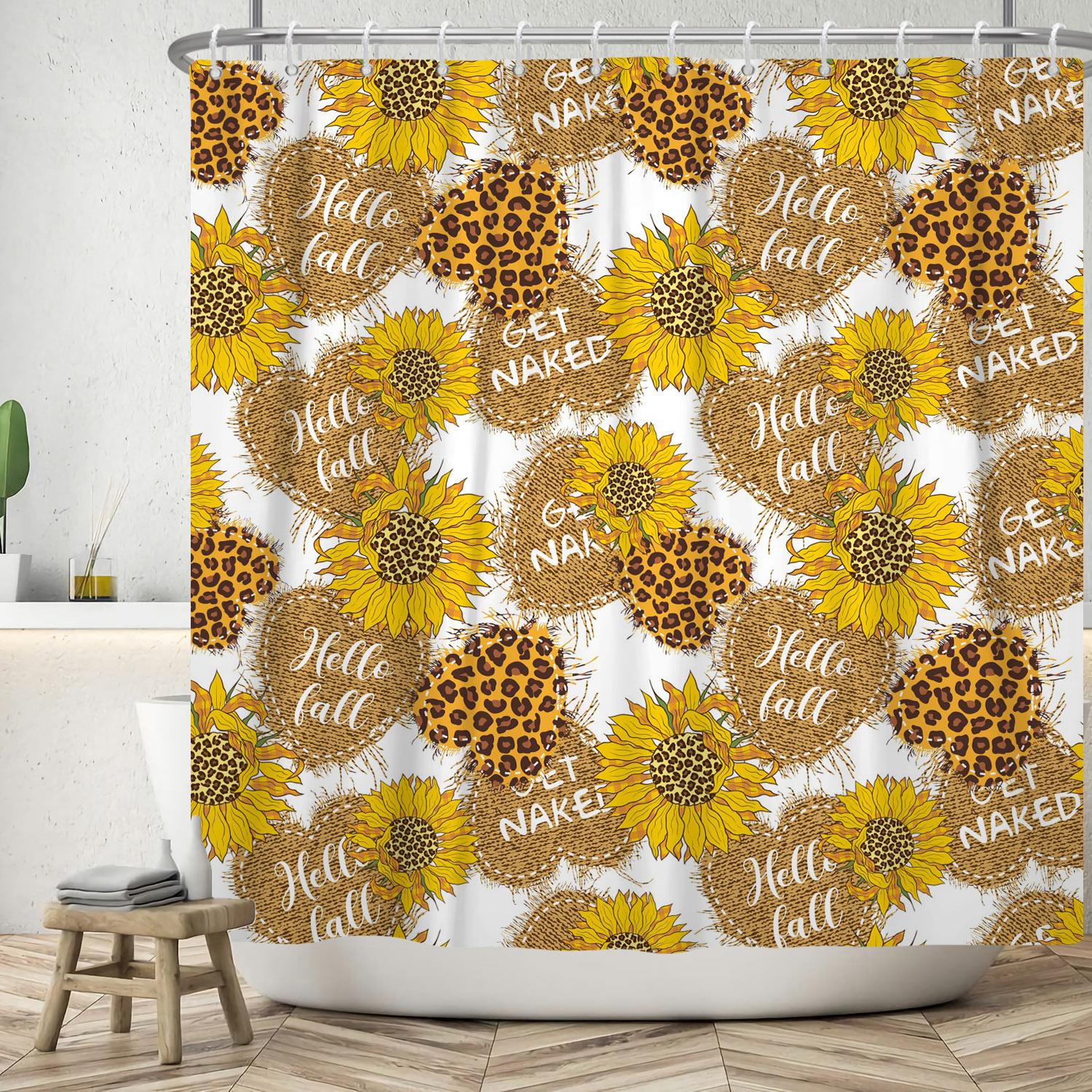 

Bathroom Shower Curtain Home Decoration Sunflower Pumpkin Flower Pattern Waterproof Shower Curtain With Hook Polyester Cloth 90x180cm
