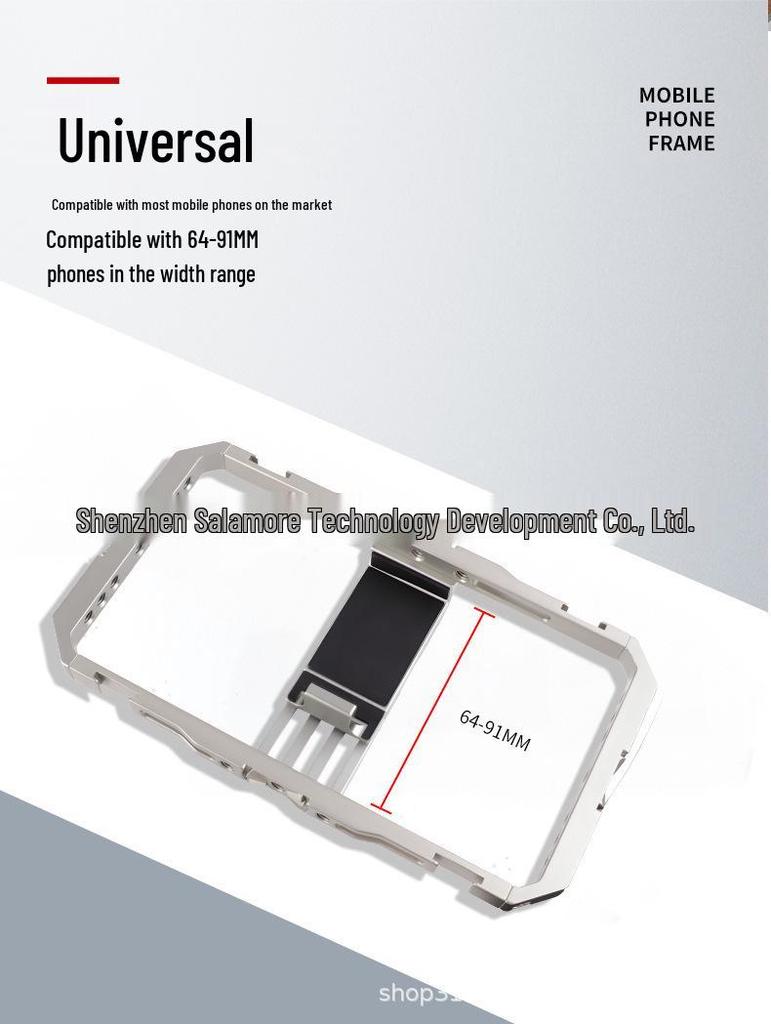 Mobile Phone Stabilizer & Photography Cage with Extension, Microphone Mount, and Fill Light