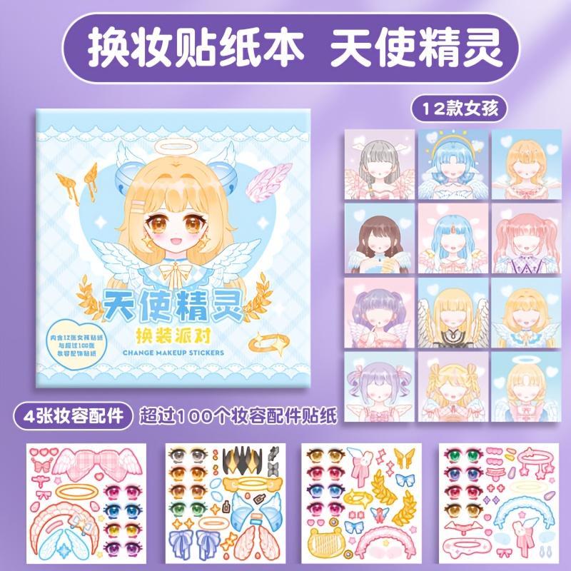 DIY Face Painting Book Featuring Style Doll Design - Dress-Up Game Set Includes Reusable Stickers for Creative Enjoyable Beautiful Facial Art &
