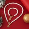 Jewelry personalized fashion OT buckle ins style necklace, snowflake Christmas tree geometric imitation pearl necklace for women