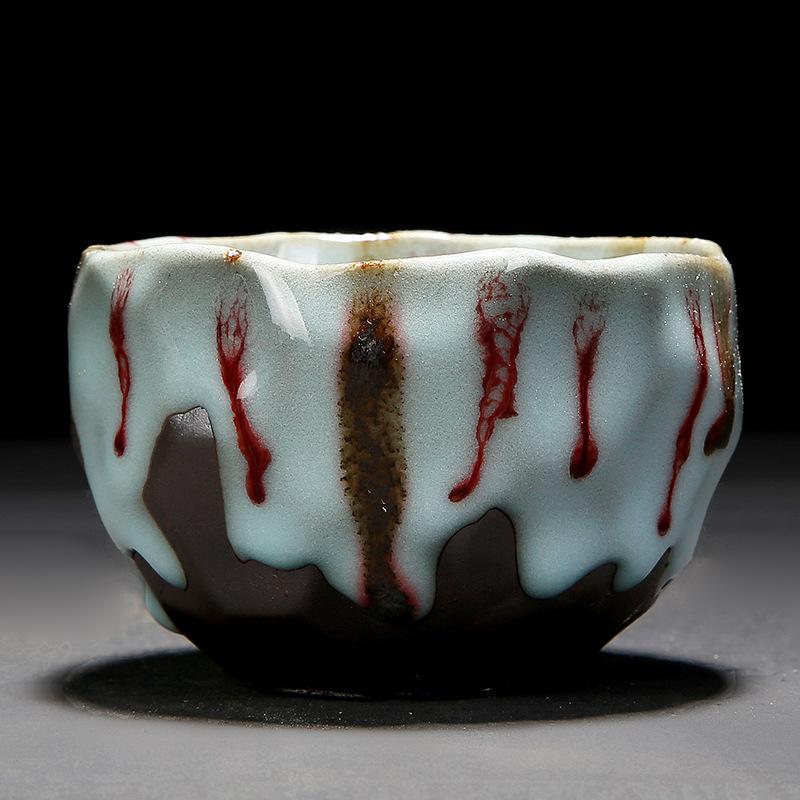 

Pure handmade kiln change Tianmu Jianzhan teacup large Ru kiln ceramic Kung Fu tea set single cup coarse pottery master cup Zen