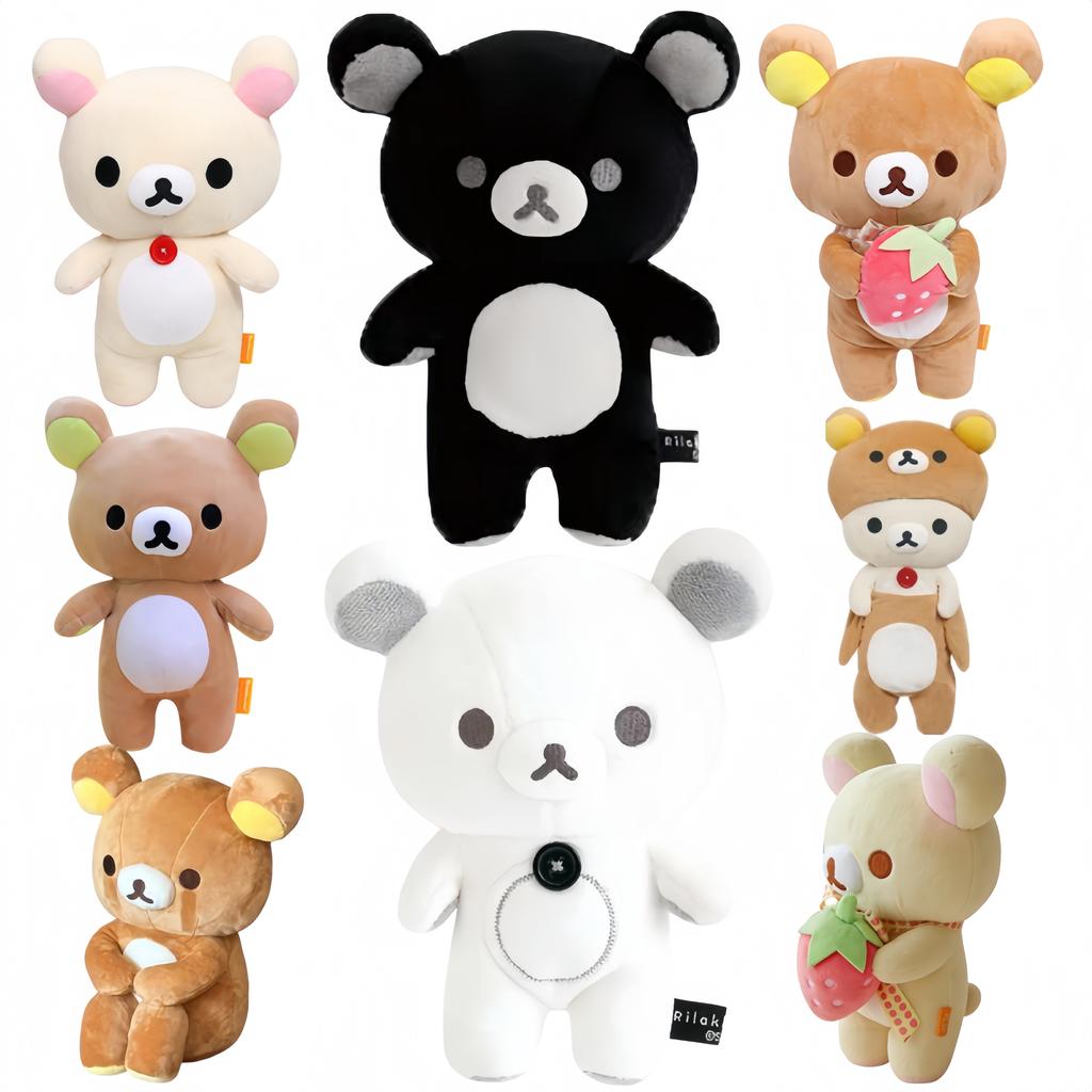 Cartoon Black and White Rilakkuma Plush Doll Classic Strawberry Rilakkuma Toys Kawaii Super Soft Teddy Bear Plushies Doll Gift