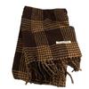 Blue Plaid Tassel Scarf: Versatile Warm Neck Warmer for Women & Couples - Autumn/Winter 2025