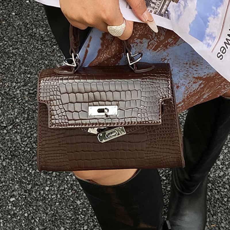 High-end Light Luxury Handbag Women's 2025 New Fashion Stone Pattern Kelly Bag Commuter Shoulder Crossbody Bag