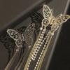 New Exquisite Rhinestone Butterfly Fringe Hair Claw Clips Korean Ponytail Braid Pearl Hairpin Girl Crab Metal Headdress Gift