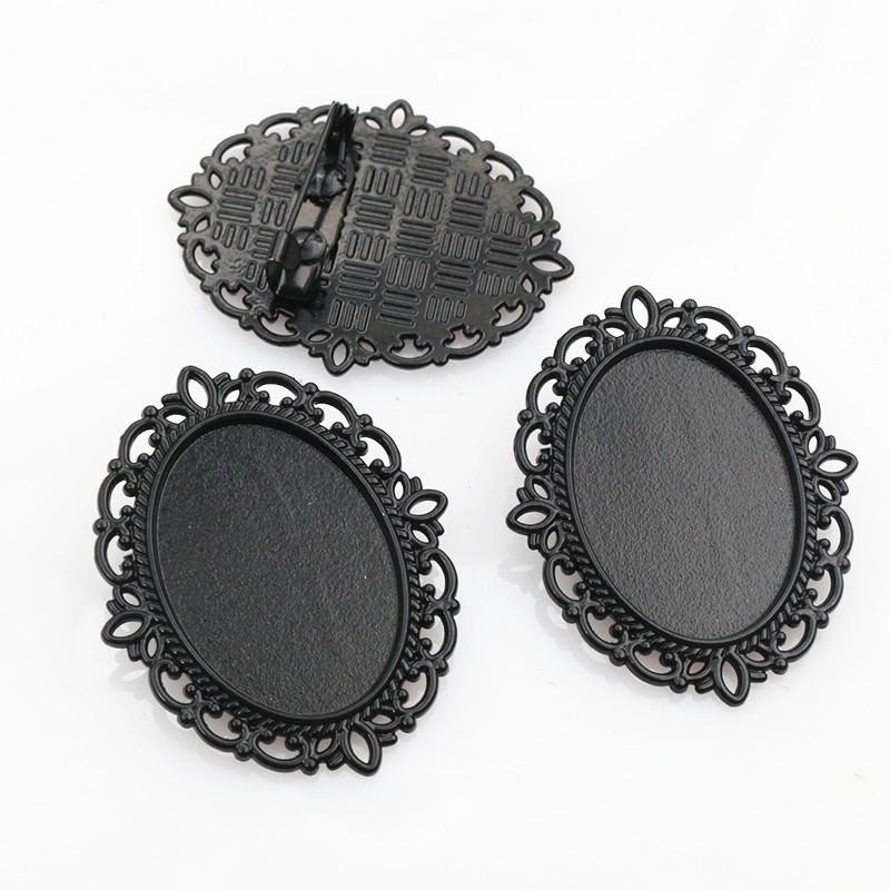 

Fashion 5pcs 18x25mm Inner Size Antique Silver Plated and Bronze Brooch Pin Classic Style Cameo Cabochon Base Setting Tray чёрный