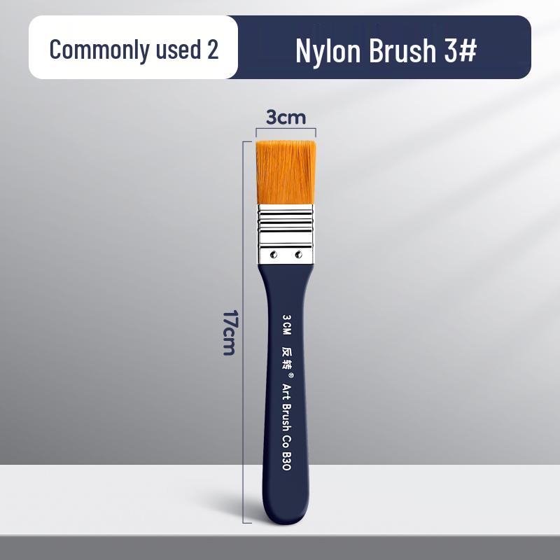 Flat Nylon Paintbrush for Oil, Acrylic, Gouache, Watercolor - Beginner Painting Tool