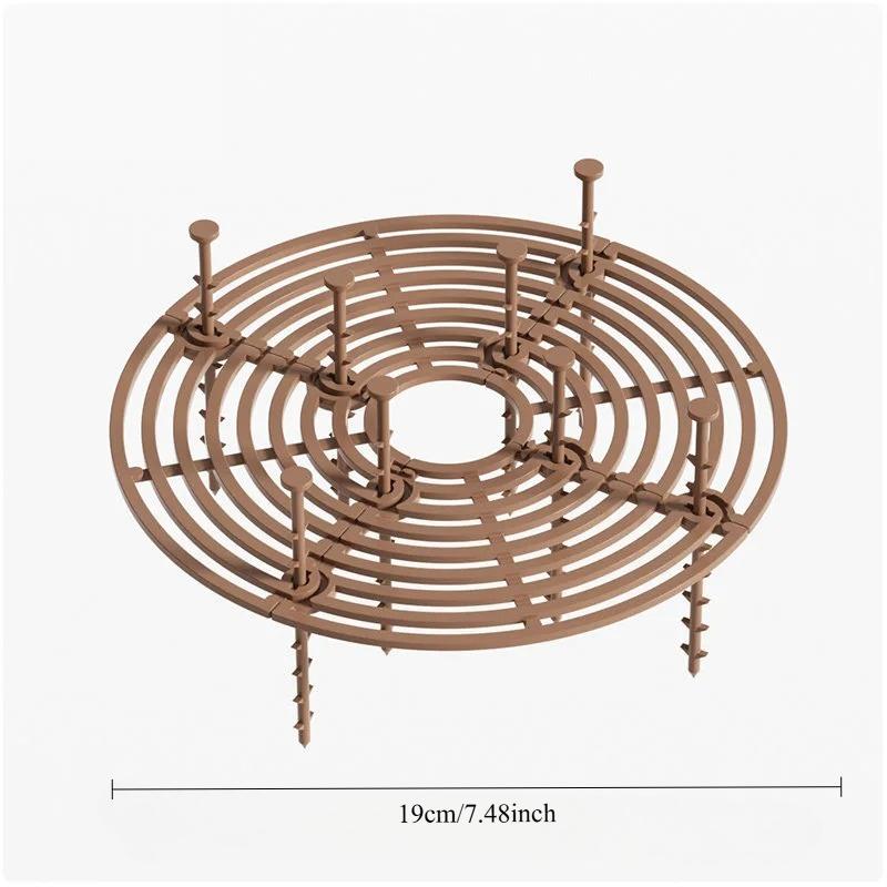 

1PC Plant Pot Soil Guard With Nails Plant Pot Grid Flower Pot Cover Baby Safety Mouse Garden Home Plant Protector Repel Cats 19cm коричневий