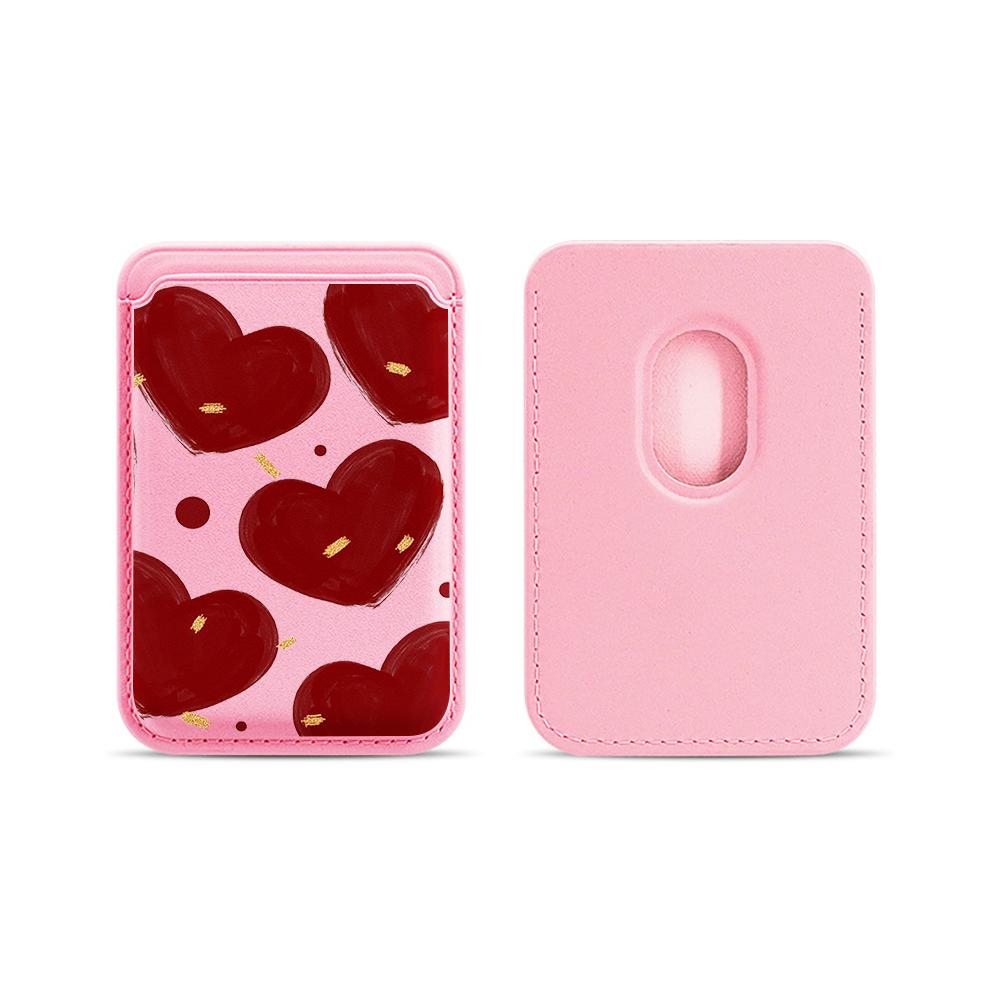 

Cute Love Leather Card Wallet Cover Phone Card Holder For Magnetic Case Suitable For All iPhone For Magsafe Card Phone Back Bag