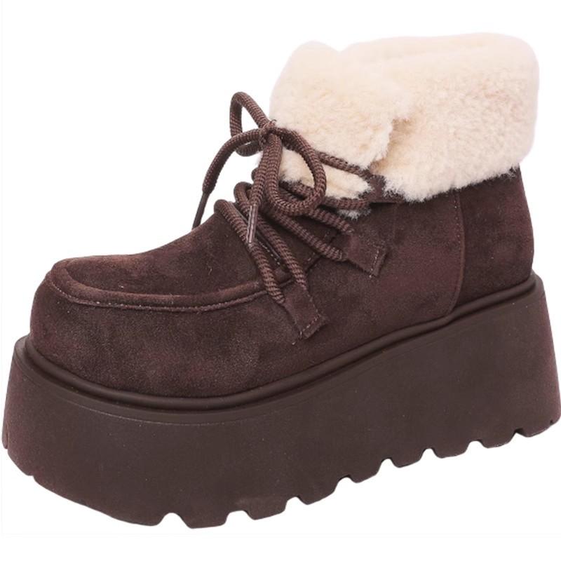 Retro matte snøstøvler dame høst og vinter 2025 ny mote avslappet fløyel varm korte fluffy bomullssko