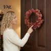 Flexible Wire Greenery 24.6FT Christmas Garland, Red Green Leaves/Striped Candy/Snowflake Shiny Tinsel Lightweight Bendable Garland Garlands for Xmas