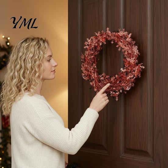 Flexible Wire Greenery 24.6FT Christmas Garland, Red Green Leaves/Striped Candy/Snowflake Shiny Tinsel Lightweight Bendable Garland Garlands for Xmas