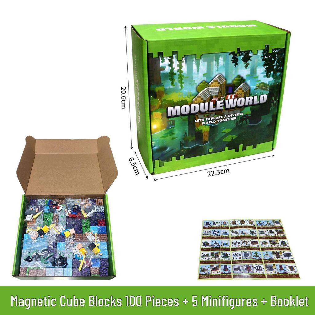 Magnetic Cube Building Blocks: Creative World for Kids - Gift Set with Storage Bucket