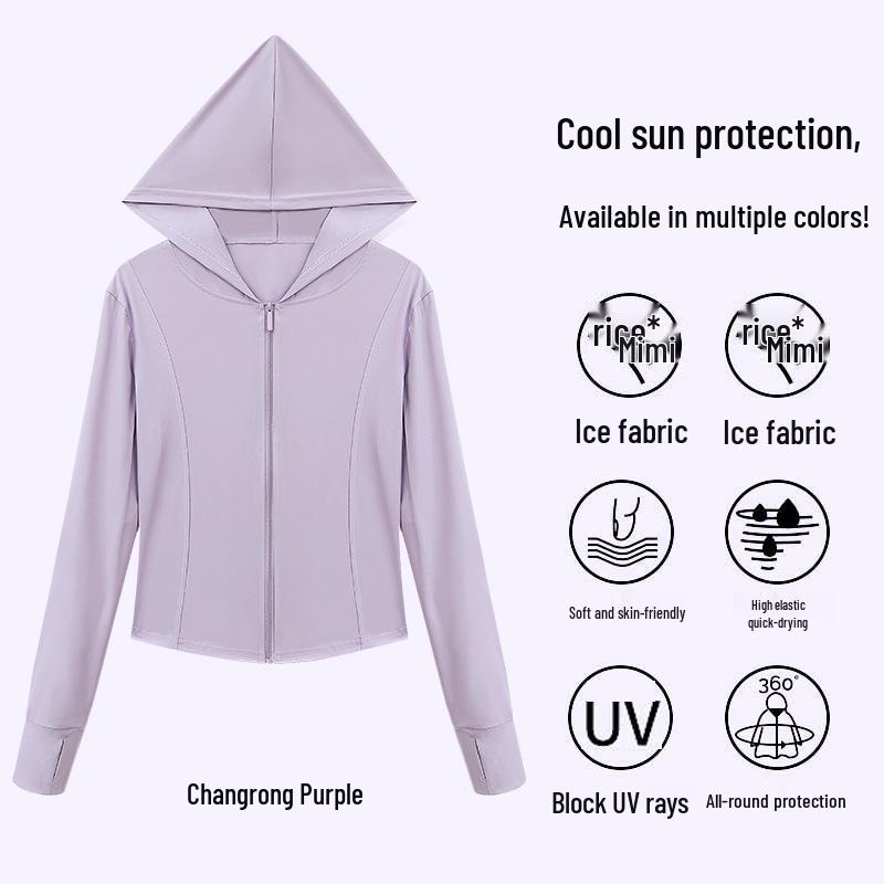 Women's Slim Ice Silk Sun Protection Jacket - 2024 UV-Resistant Summer Sportswear Top