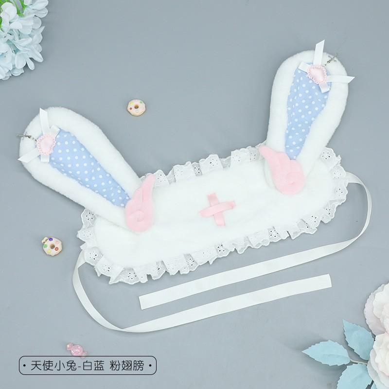 Handmade Plush Lolita Headband With Rabbit Ears Lace Ribbon Anime Cosplay Girls Party Accessory