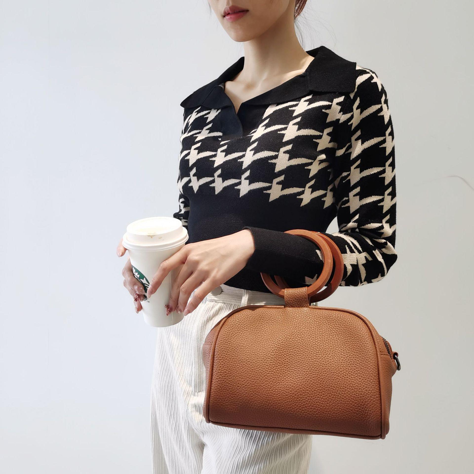 2025 Retro Acrylic Bead Crossbody & Shoulder Bag: Genuine Leather Women s Handbag