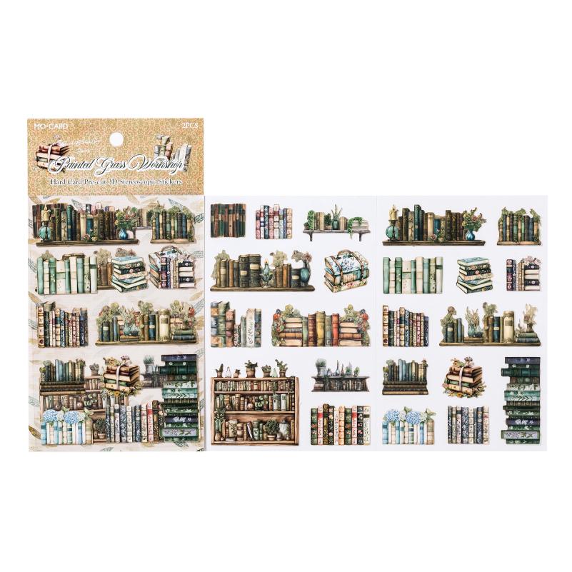 2sheets Book Gallery Series Retro 3D Relief Die Cutting Stickers Creative Decoration DIY Junk Journal Scrapbook Stickers