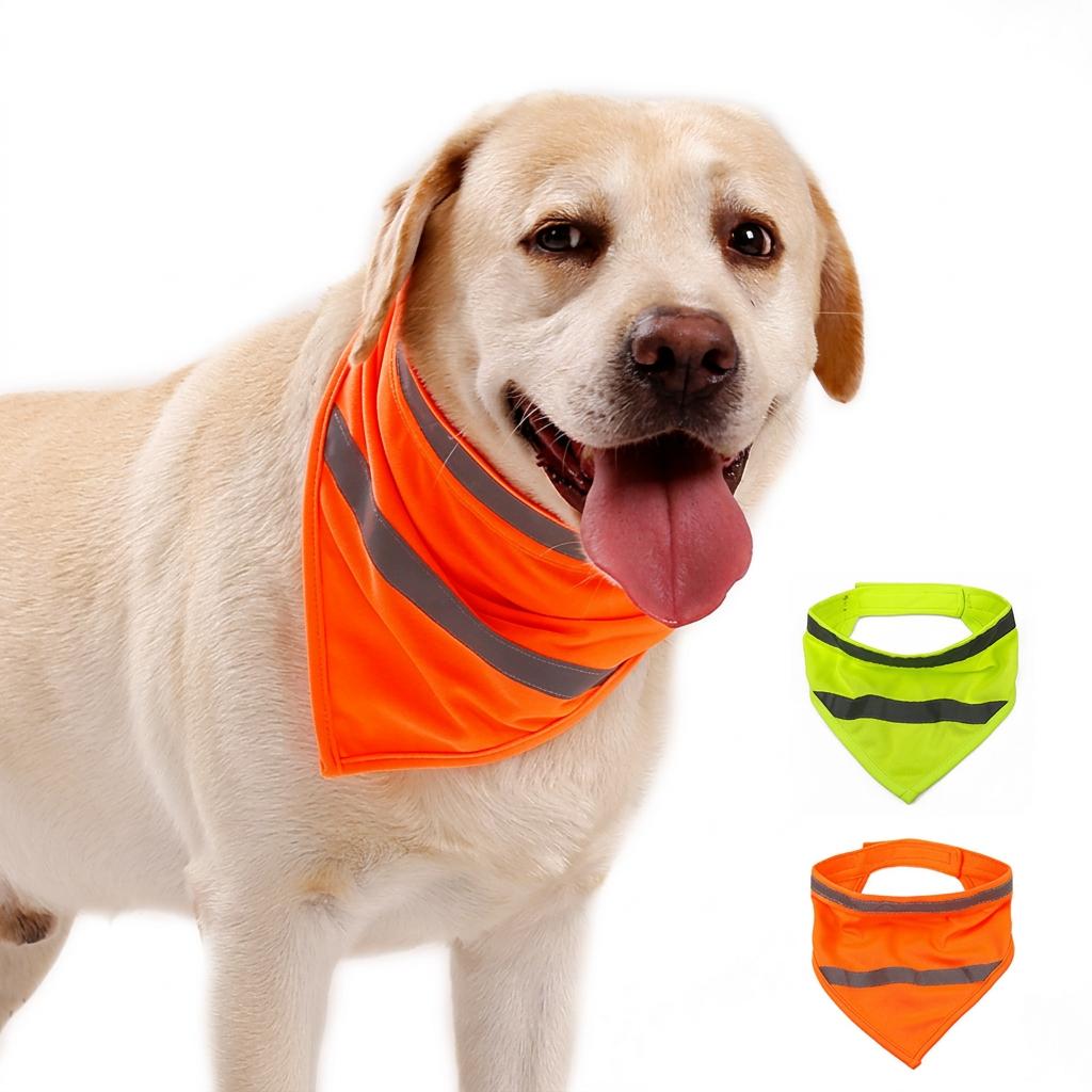 Dog Reflective Bandanas Pet Triangular Towel Scarf Bright Color Polyester Bib