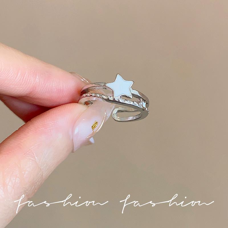 

Korean-Style Exquisite Zircon Open Ring for Women - Luxury Couple Band Open Adjustable