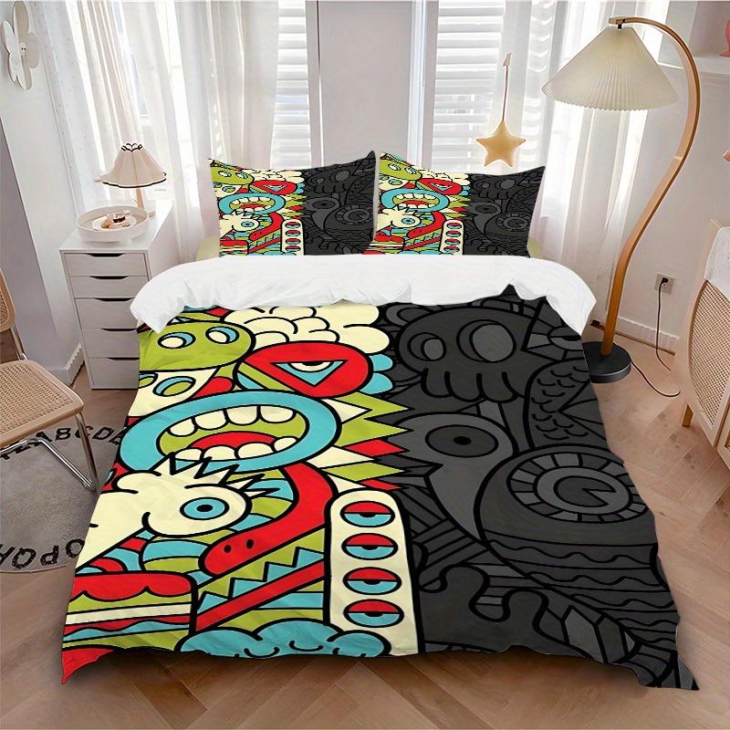 

3pcs Psychedelic Patterns 1Cover + 2Pillowcases, PillowInserts NotIncluded, Machine Washable, All - Season Use, Suitable for Bedroom Guest Room99 135x200cm