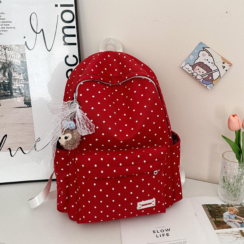 Japanese Small Fresh Schoolbag Female College Student Fashion Polka Dot Computer Backpack Light Large Capacity Junior High School Student Backpack